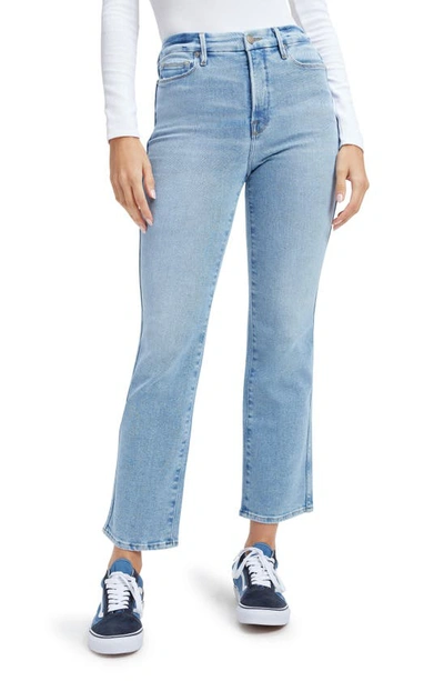 Good American Good Straight Straight-leg High-rise Stretch-denim Jeans In Blue449