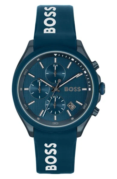 Hugo Boss Boss Velocity Chronograph Silicone Strap Watch, 44mm In Blue