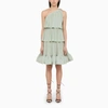 Lanvin Grey Pleated Flounced Dress In Green