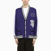 VALENTINO VALENTINO | COBALT COTTON CARDIGAN WITH PATCH,2V3MF24R93D/M_VALE-AK8_323-XL