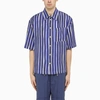 Bottega Veneta Striped Printed Short-sleeved Shirt In Blue