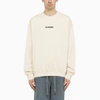 Jil Sander Logo Print Crewneck Sweatshirt In Beige