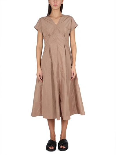 Aspesi A-line Short-sleeve Dress In Beige
