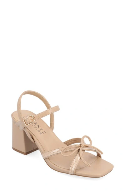 Journee Collection Issmia Block Heel Bow Sandal In Taupe