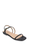 Journee Collection Crishell Snake-embossed Flat Sandal In Black