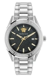 Versace Men's V-code Greca Stainless Steel Bracelet Watch, 42mm