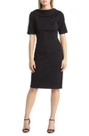 Adrianna Papell Roll Neck Sheath Dress In Black