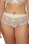 Simone Perele Saga Floral Lace Boyshorts In Topaz Beige