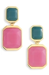 Saint Laurent Women's Octagon Earrings In Metal And Resin In Gold