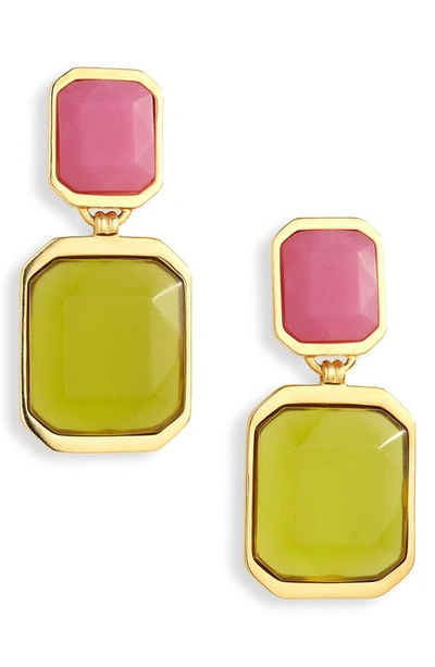 Saint Laurent Women's Octagon Earrings In Metal And Resin In Multicolour