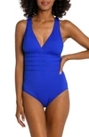 La Blanca Cross Back One-piece Swimsuit In Blue
