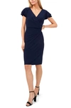 Chaus Flutter Sleeve Surplice V-neck Sheath Dress In Jbs Navy