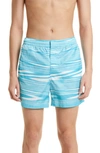 Missoni Zigzag Swim Trunks In Multi White Blue