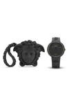 Versace Unisex Medusa Pop Black Silicone Watch, 39mm In Black