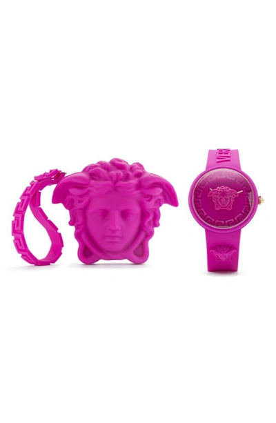 Versace Unisex Medusa Pop Pink Silicone Watch, 39mm