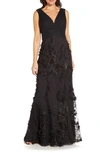 AIDAN MATTOX BY ADRIANNA PAPELL AIDAN MATTOX BY ADRIANNA PAPELL EMBROIDERED MESH TRUMPET GOWN