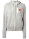 Comme Des Garçons Play Embroidered Heart Zipped Hoodie In Grey