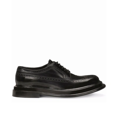 Dolce & Gabbana Leather Lace-up Shoes In Black