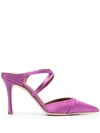 Malone Souliers Yoana 90 Pointed Satin Mules In Purple