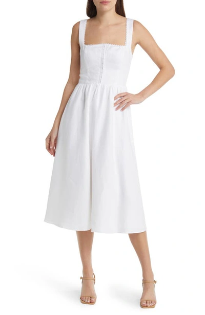 Reformation Tagliatelle Linen Midi Dress In White