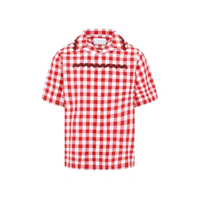 Prada Short-sleeved Cotton Shirt In Red