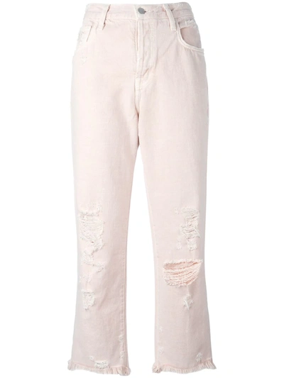 J Brand Salmon-colored Cropped Jeans In Pink