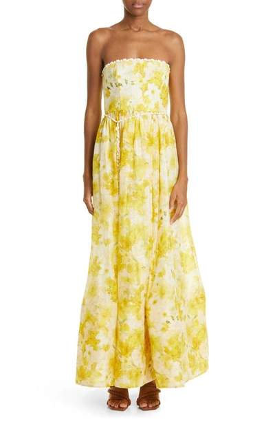 Zimmermann Floral-print Linen And Silk Maxi Dress In Daffodil Print