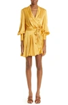 ZIMMERMANN BALLOON SLEEVE SILK WRAP DRESS