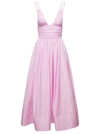 PHILOSOPHY DI LORENZO SERAFINI LONG PINK DRESS WITH PLEATED SKIRT AND FITTED WAISTBAND IN TAFFETA WOMAN