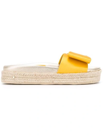 Laurence Dacade 45mm Nolga Satin Bow Slide Sandals, Yellow