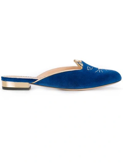 Charlotte Olympia Sabot Kitty Mules - 蓝色 In Blue/gold