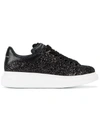 Alexander Mcqueen Oversized Embellished Leather Sneakers In Black