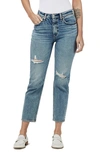 Rag & Bone Wren Ripped High Waist Ankle Slim Jeans In Everly