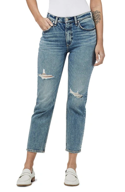 Rag & Bone Wren Ripped High Waist Ankle Slim Jeans In Blue