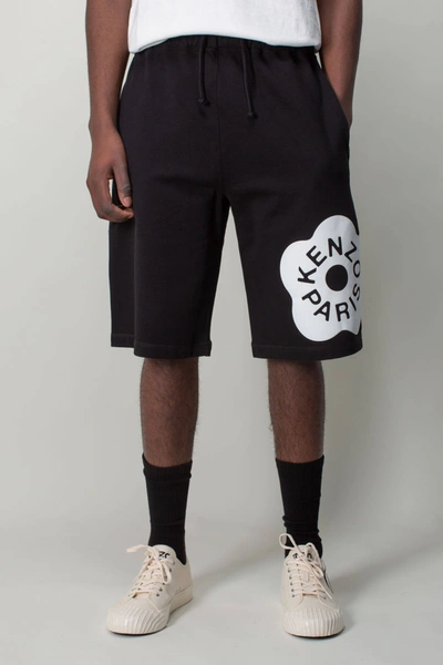 Kenzo Boke Flower Cotton Molleton Sweat Shorts In Nero