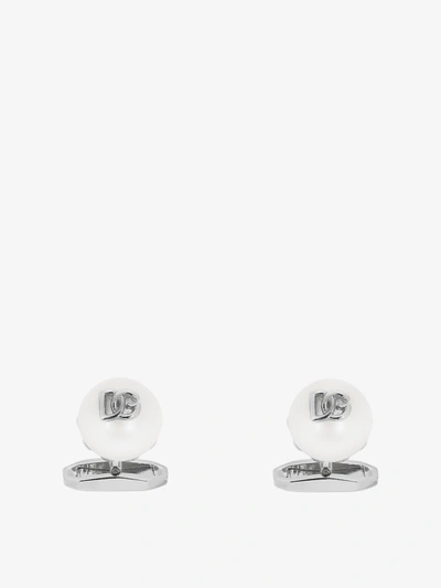 Dolce & Gabbana Round Logo Cufflinks In Silver