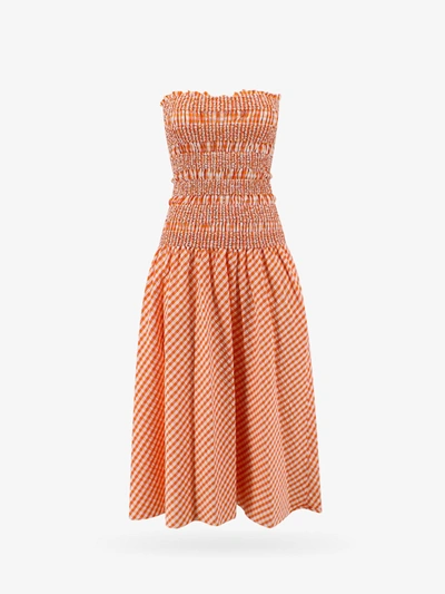 Kenzo Bustier Smocked Dress In Orange