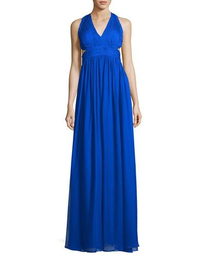 Aidan Mattox Cutout Silk Gown - 100% Exclusive In Cobalt