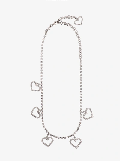Alessandra Rich Hearts Pendant Necklace In Silver