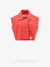 Fay Collar Cropped Frayed Top In Red