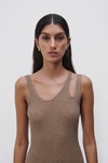 Simkhai Saga Metallic Rib Tank In Marigold