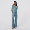 Simkhai Cambria Digital Mohair Halter Top In Seafoam Marble Print