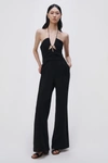 Simkhai Gala Plissé Cutout Wide-leg Halter Jumpsuit In Black