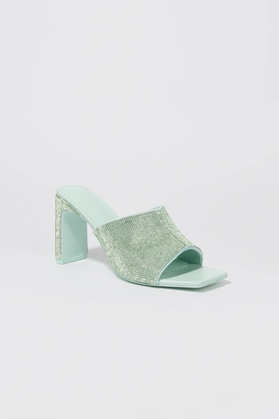 Jonathan Simkhai Asia Heeled Crystal Mule In Seafoam