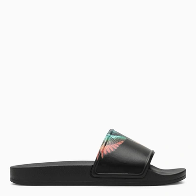 Marcelo Burlon County Of Milan Wings Printed Sliders In Black