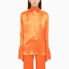Woera Orange Silk Regular Shirt In Orange