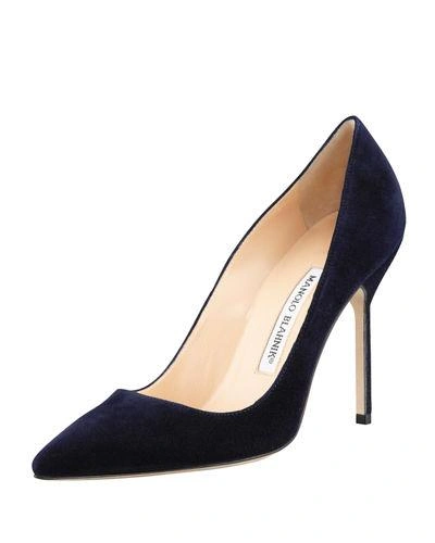 Gucci Bb 70mm Suede Pumps In Navy