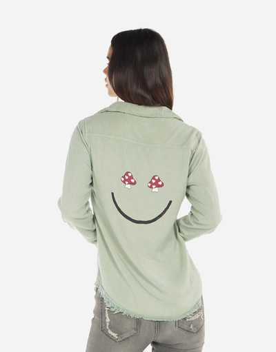 Lauren Moshi Sloane Mushroom Happyface In Pine Green