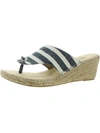 White Mountain Beachball Womens Cushioned Footbed Canvas Wedge Sandals In Blue