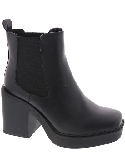 Mia Dru Womens Faux Leather Booties Chelsea Boots In Black
